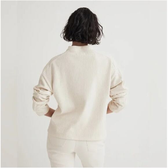 Madewell Cream Striped Jacquard Funnelneck Pullover Top Size Small - Picture 3 of 10